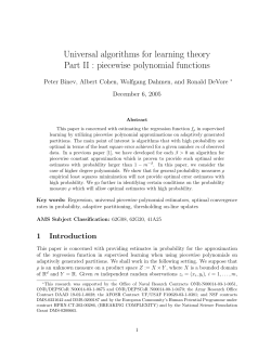 Universal algorithms for learning theory Part II