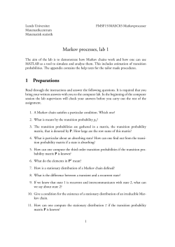 Markov processes, lab 1 1 Preparations