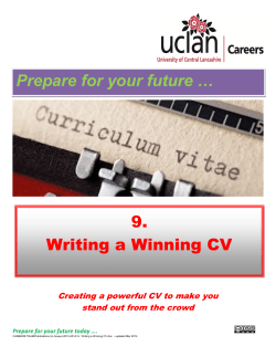 Prepare for your future &hellip; 9. Writing a Winning CV