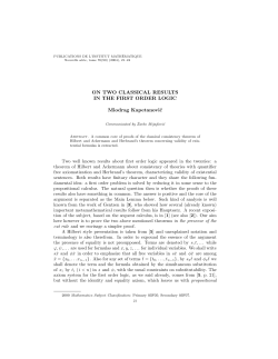 ON TWO CLASSICAL RESULTS IN THE FIRST ORDER LOGIC