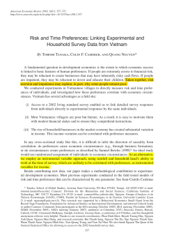 Risk and Time Preferences: Linking Experimental and Household