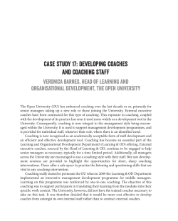 Case Study 17: Developing coaches and coaching staff