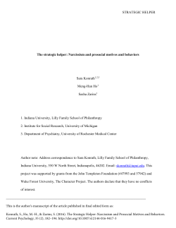 The strategic helper: Narcissism and prosocial motives and behaviors