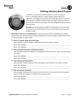 Defining Advisory Board Purpose