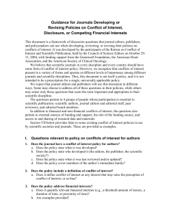 Guidance for Journals Developing or Revising Policies on Conflict of