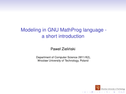 Modeling in GNU MathProg language