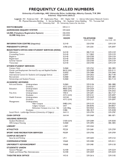 frequently called numbers - University of Lethbridge