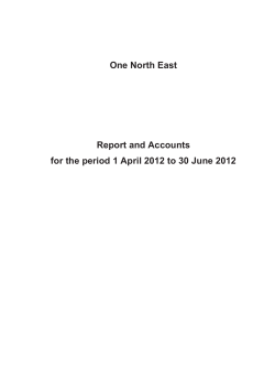 One North East: report and accounts for the period 1 April 2012 to 30