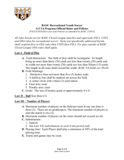 BASC Recreational Youth Soccer 3v3 U6 Program Official Rules