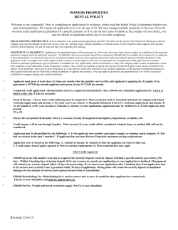 Revised 12-4-13 POWERS PROPERTIES RENTAL POLICY