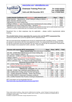Chainsaw Training Price List