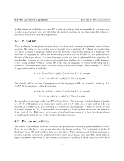 8.1 P and NP 8.2 P-time reducibility