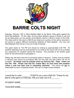 Barrie Colts Order Form Winter 2017