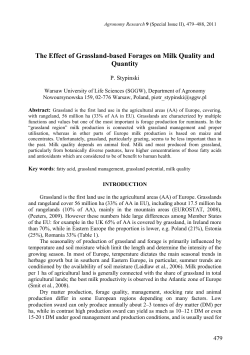 The Effect of Grassland-based Forages on Milk Quality and Quantity