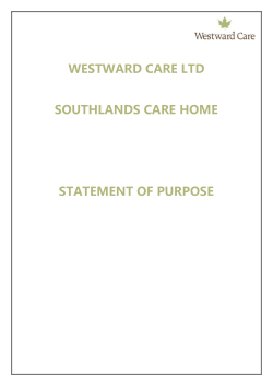 Statement of Purpose Southlands 11.9.13