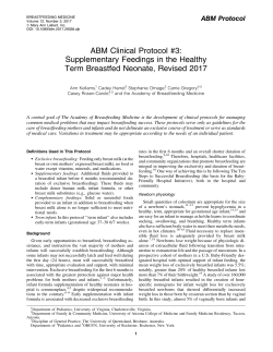 ABM Clinical Protocol #3: Supplementary Feedings in the Healthy