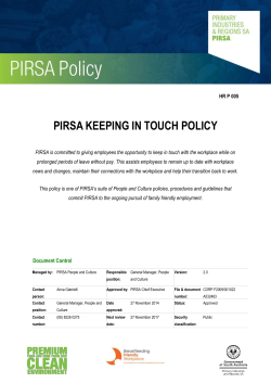 PIRSA PPGS Policy