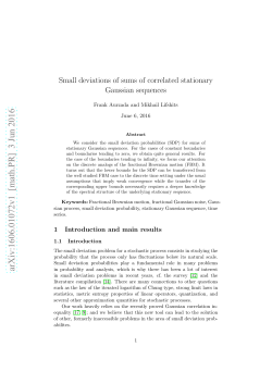 Small deviations of sums of correlated stationary Gaussian sequences