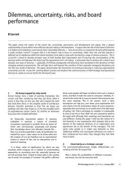 Dilemmas, uncertainty, risks, and board performance