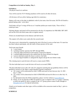 Competition to be held on Sunday, May 1. GENERAL: