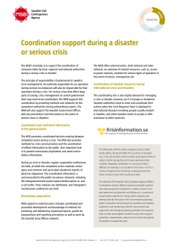 Coordination support during a disaster or serious crisis