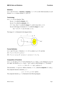 MM122 Sets and Relations Functions Definition Let A and B be sets
