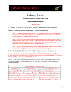 Student Worksheet - Pathogen Tracker Game