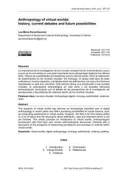 Anthropology of virtual worlds: history, current debates and future