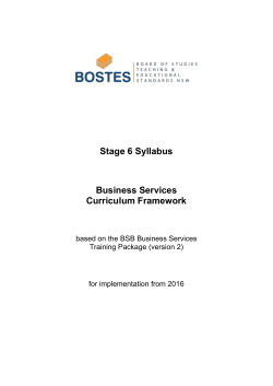 Stage 6 Business Services Curriculum Framework
