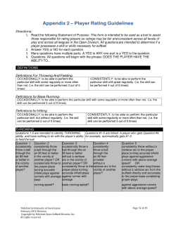 Appendix 2 &ndash; Player Rating Guidelines