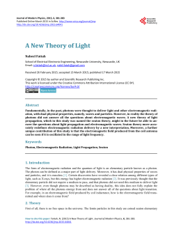 A New Theory of Light - Scientific Research Publishing