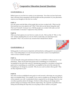 CO-OP JOURNAL #1
