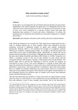 Joint attention in joint action1