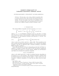 HARDY`S INEQUALITY IN VARIABLE EXPONENT SOBOLEV
