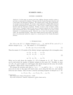 SUMSETS MOD p 1. Introduction Let A be a set of k &ge; 1 distinct