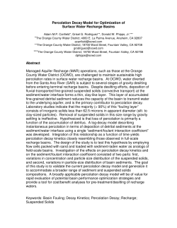 Percolation Decay Model for Optimization of Surface Water