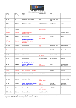 Events Calendar 2017