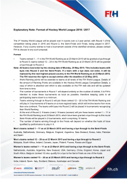 Explanatory Note: Format of Hockey World League 2016 / 2017