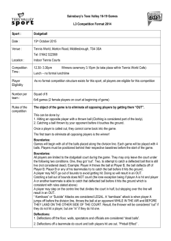 Sainsbury`s Tees Valley 16-19 Games L3 Competition Format 2014