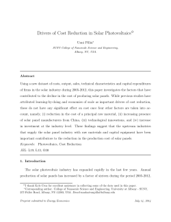 Drivers of Cost Reduction in Solar Photovoltaics