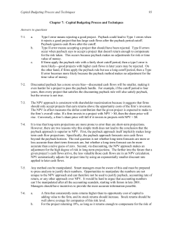 Chapter 7: Capital Budgeting Process and Techniques
