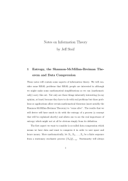 Notes on Information Theory by Jeff Steif