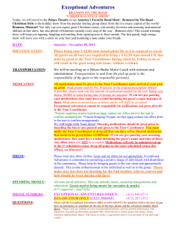 BRANSON ON THE ROAD SHOW ITINERARY 2015