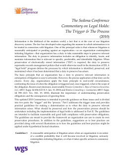 The Sedona Conference Commentary on Legal Holds: The Trigger