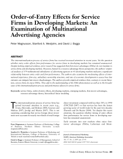 Order-of-Entry Effects for Service Firms in Developing Markets: An