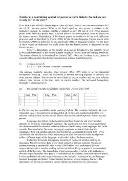 Number as a neutralizing context in Dutch dialects: the odd one out