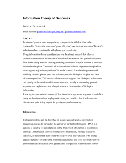 Information Theory of Genomes