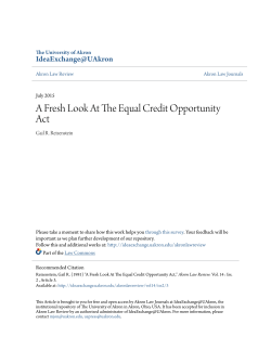 A Fresh Look At The Equal Credit Opportunity Act