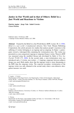 Justice in Our World and in that of Others: Belief in a Just World and