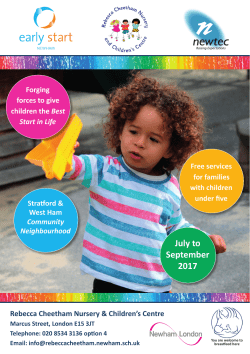 Activity Calendar - Rebecca Cheetham Nursery and Children`s Centre
